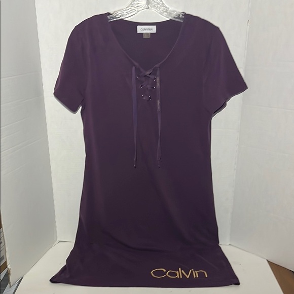 Calvin Klein Dresses & Skirts - Calvin Klein Purple Lace-Up Top